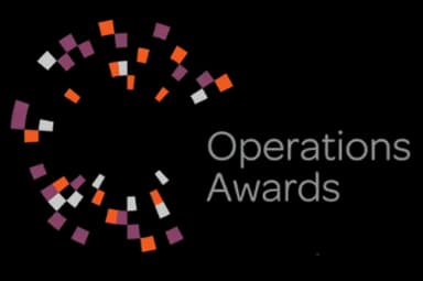 MRS Operations Award Finalist 2021 logo with circular pattern of small squares